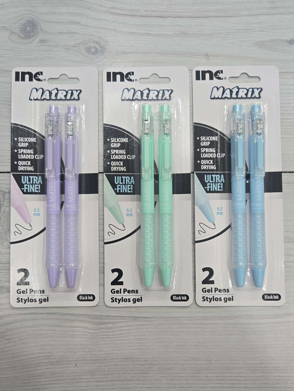 inc. Matrix Gel Pens - Lavender, Mint, Sky Blue (2-pack each)